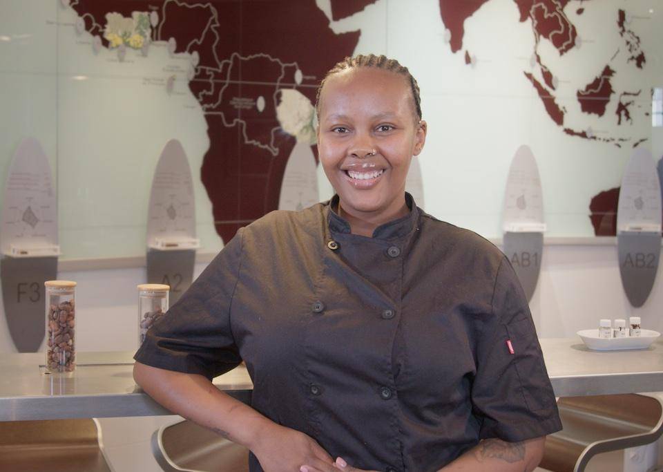 Chef Motheba Makhetha in the Cacao Barry Or Noir™ Lab