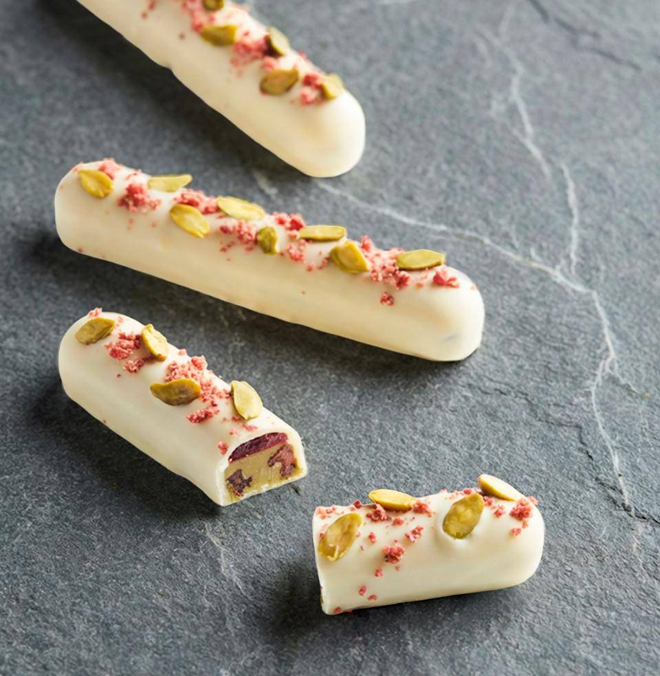 White chocolate + praline
