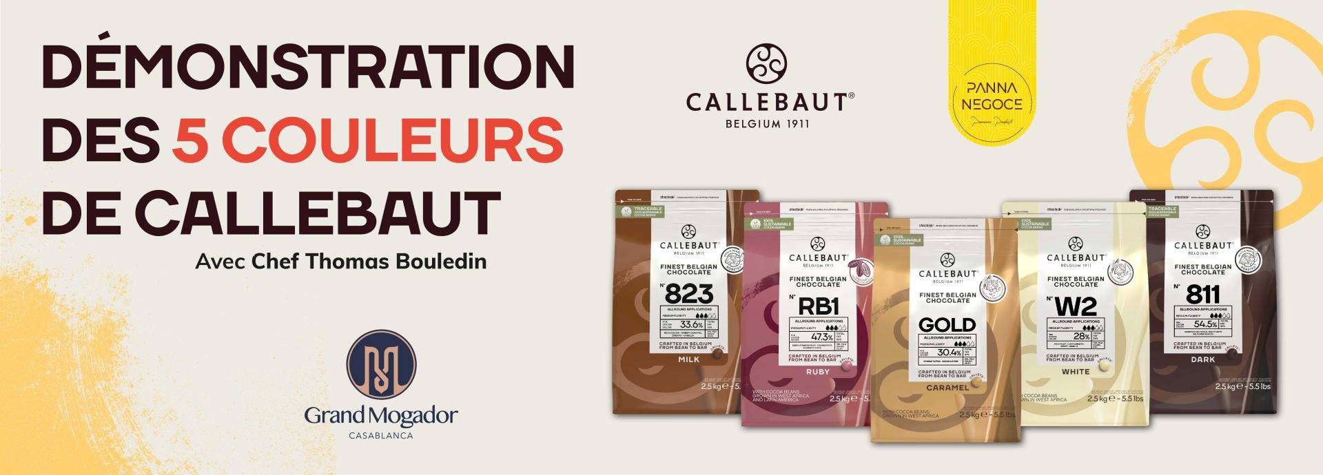 Retrouver vos 5 recettes gourmandes au chocolat Callebaut by Chef Thomas Bouledin.