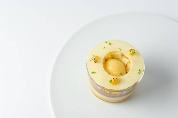 yellow circle white chocolate