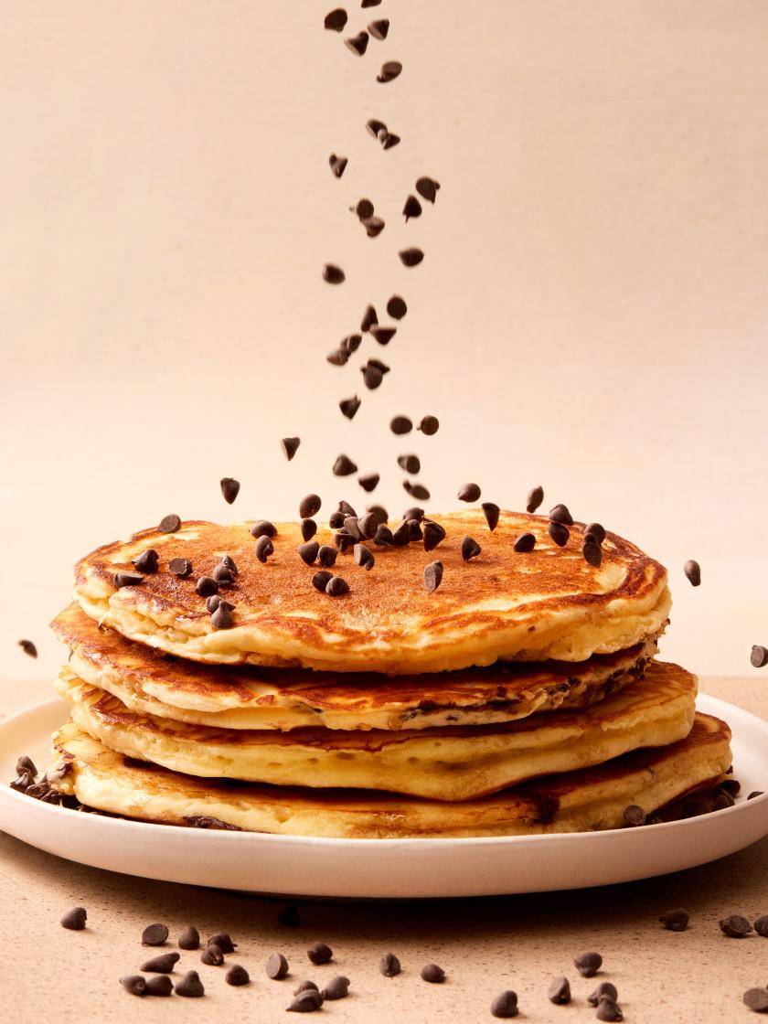 Stack of pancakes with chocolate chips
