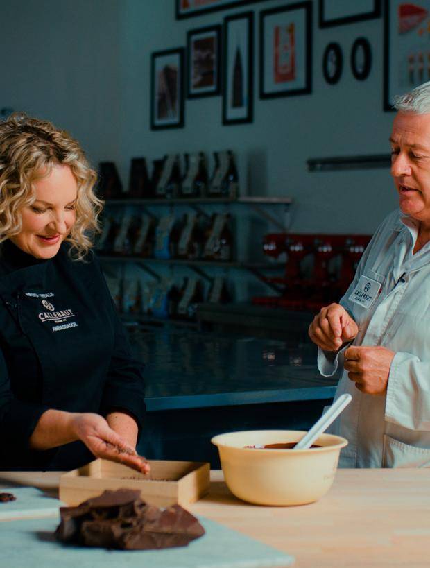 Kirsten Tibballs and callebaut chocolate expert 