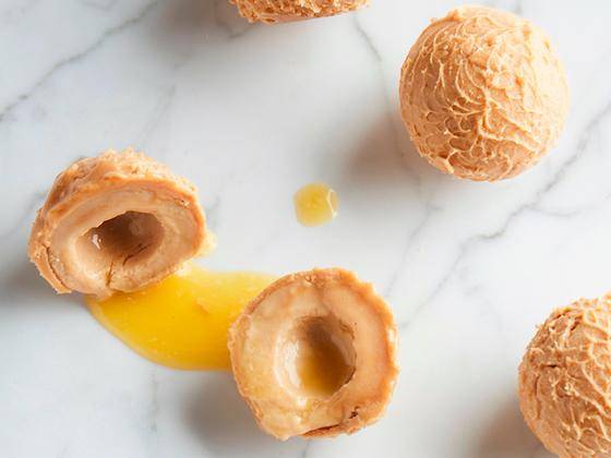 Gold Chocolate and Kalamansi Truffles by Davide Comanschi recipe found in The Chocolatier's Kitchen p141