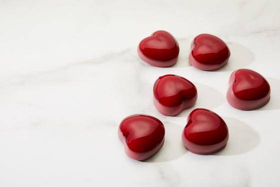 ruby heart shaped petit fours
